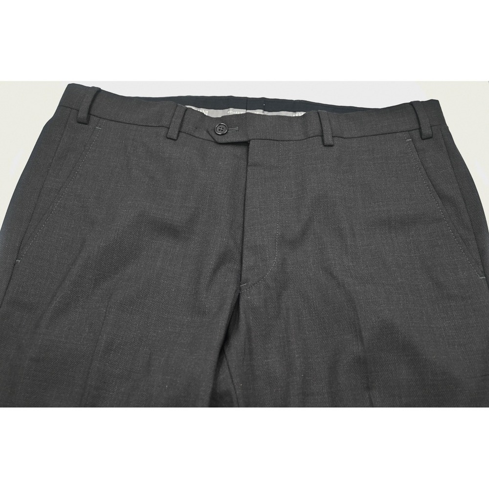 MINT Armani Collezioni Mens Charcoal Grey Flat Front Dress Pants Trousers 34x30